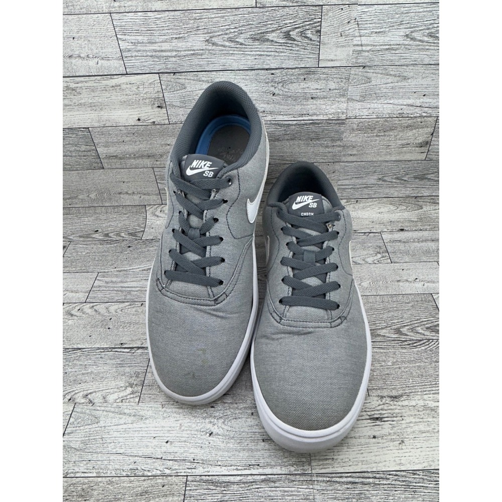 Nike SB Check Canvas Grey White Skate Shoes Sneakers 843896-003 Men Size 10.5